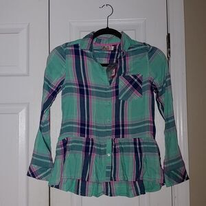 SO  plaid  button down shirt SZ 12 NWT